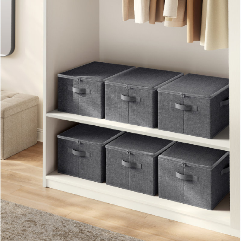 Brayden Studio Caundra Fabric Storage Tub & Tote, Grey