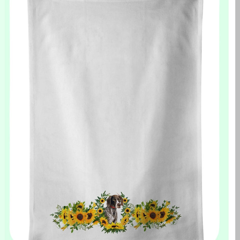 Sunflower Paws Kitchen Towel Set - German Shorthaired Pointer Design, 2-Pack, 19x25, Decorative Hand Towels for Kitchen, Bathroom, Yoga, Tea, Dishcloth