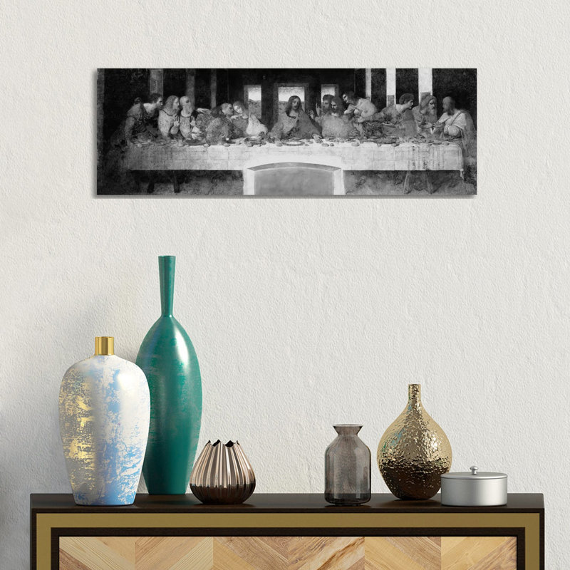 The Last Supper II by Leonardo Da Vinci - Panoramic Painting on Canvas, 30.48 cm H x 91.44 cm W x 3.175 cm D, Wrapped Canvas