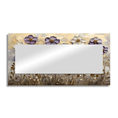 Zinnias Lavender Fantasy Field - Floral Decorative Mirror Wall Art - Printed On Metal