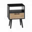 Table de bout en rotin avec tiroir et pieds en bois massif - Noir-759047110