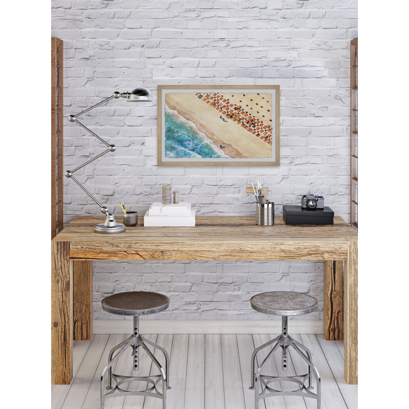 Beach Blanket Rows 1 Piece Single Picture Frame Painting, 20cm H x 30cm W x 3.81cm D