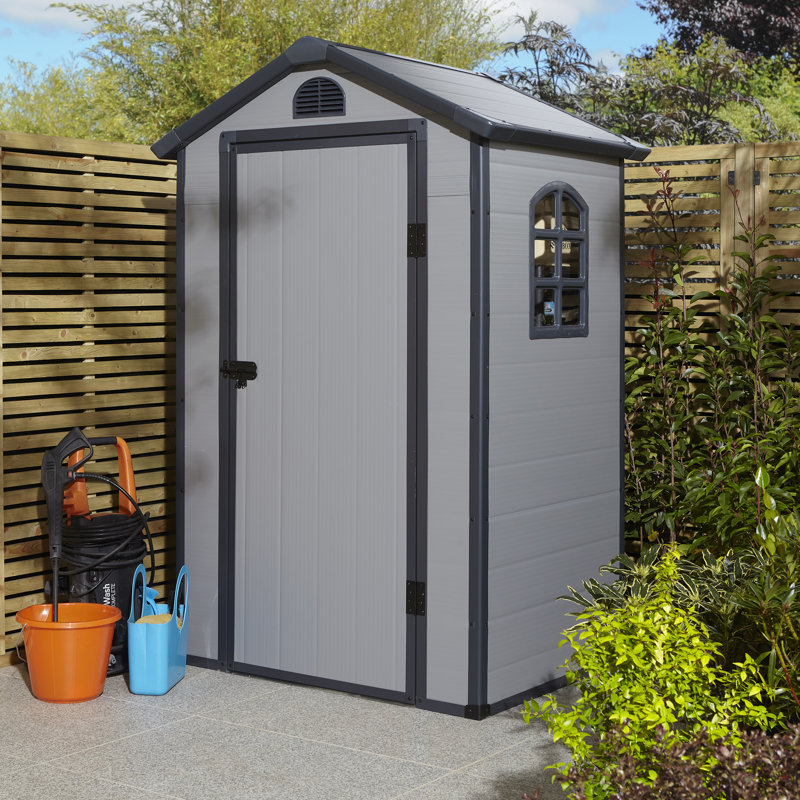 Rowlinson Airevale 4x3 Plastic Apex Shed with Foundation Kit, Light Grey