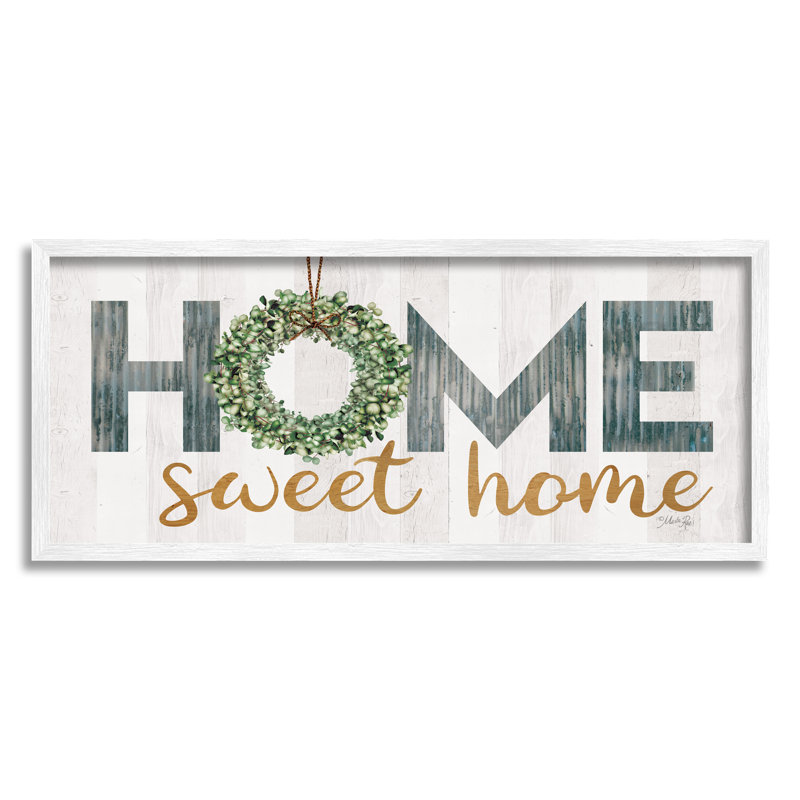 Art mural sur toile tendue, "Home Sweet Home" par Marla Rae, H 13 po x l 30 po, Giclée encadrée blanc bord de mer