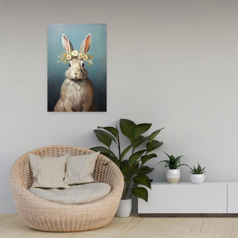 Art floral abstrait lapin floral, H 24 po x l 16 po