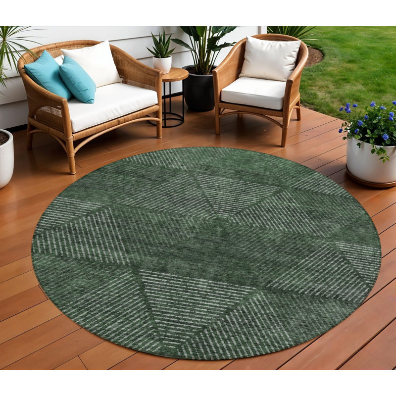 Tapis intérieur lavable rond 8 po vert et vert émeraude