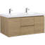 Meuble-lavabo flottant 60 po avec lavabo double, meuble-lavabo mural moderne avec lavabo double en résine, deux portes et deux tiroirs à fermeture en douceur-952884331