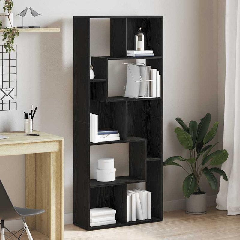 161cm H x 67cm W Geometric Bookcase, Black Oak