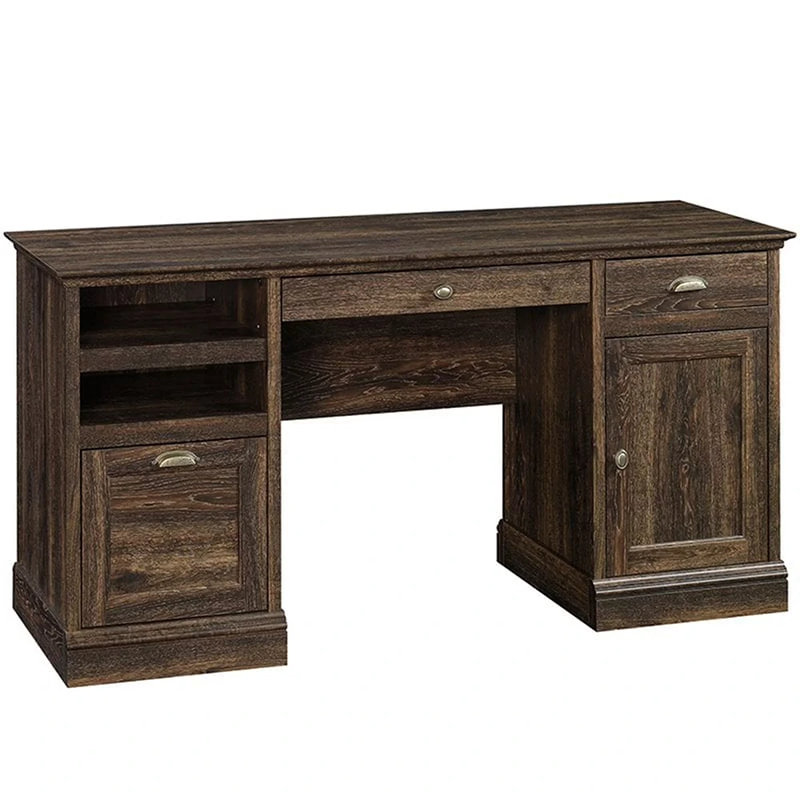 Bureau double caisson Evanka, Chêne et fer