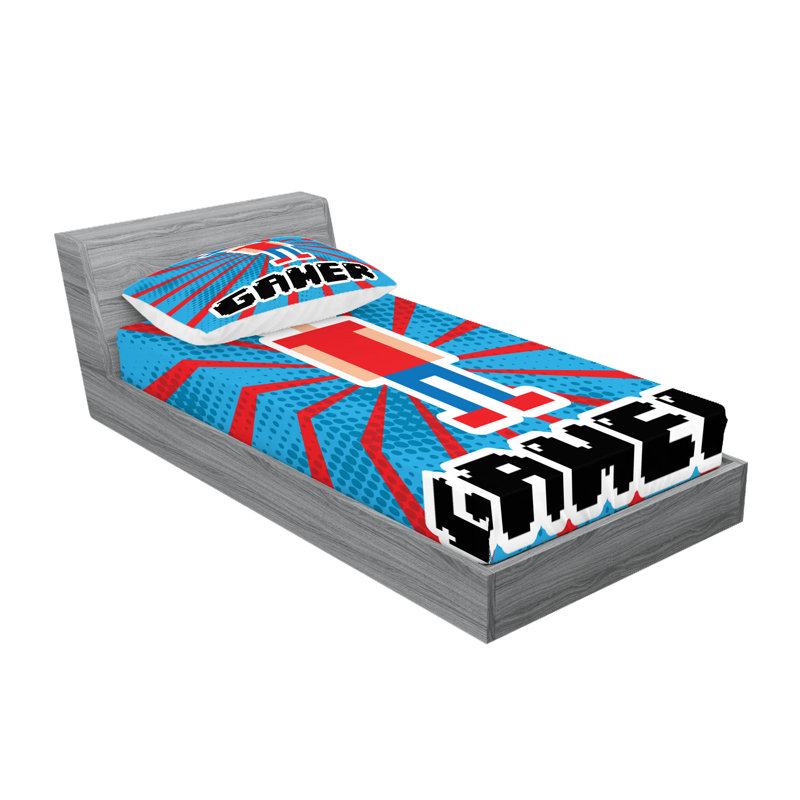 Drap-housse et coussin décoratif pour jeux vidéo Ambesonne, blanc vermillon