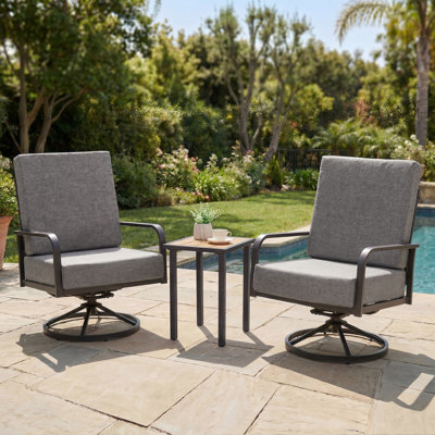3-Piece Steel Outdoor Patio Conversation Set, 2-Person Patio Furniture Set with Coffee Table for Backyard