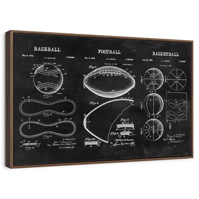 Brendle Balls Compilation BW - brevet, 19 po x 13 po, Cadre flottant noyer