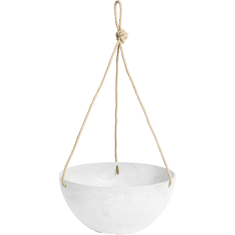 Self Watering Hanging Plastic Planter, White, 23" H x 12" W x 12" D