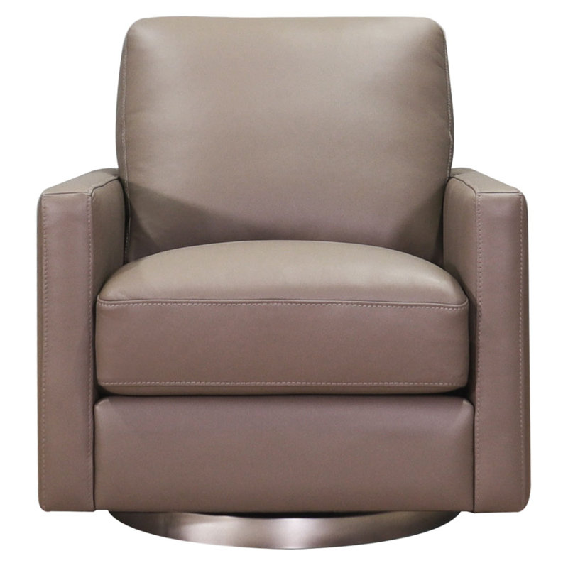 Fauteuil pivotant en cuir Tal, Cuir véritable brun taupe Ashby