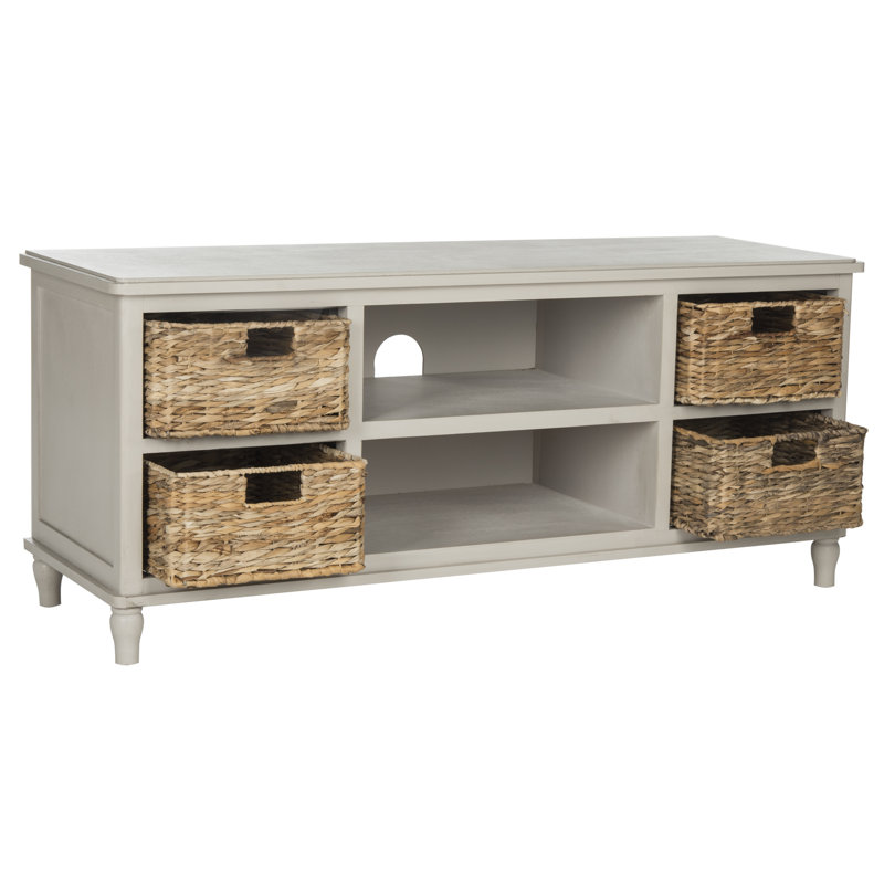 Santa Cruz Solid Wood TV Stand for TVs up to 50", Gris Vintage