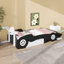 Lit plateforme simple en forme de voiture de course avec tablettes de rangement, structure de lit de voiture en bois avec roues -1383393904