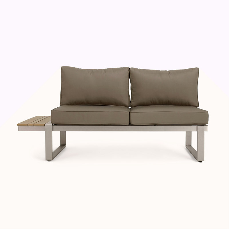 Sterling Left Arm Sofa Seater, Khaki, Left Hand Facing, Silver/Brown