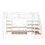 Lit mezzanine double en métal avec escalier, table et tablettes de rangement-1182197085