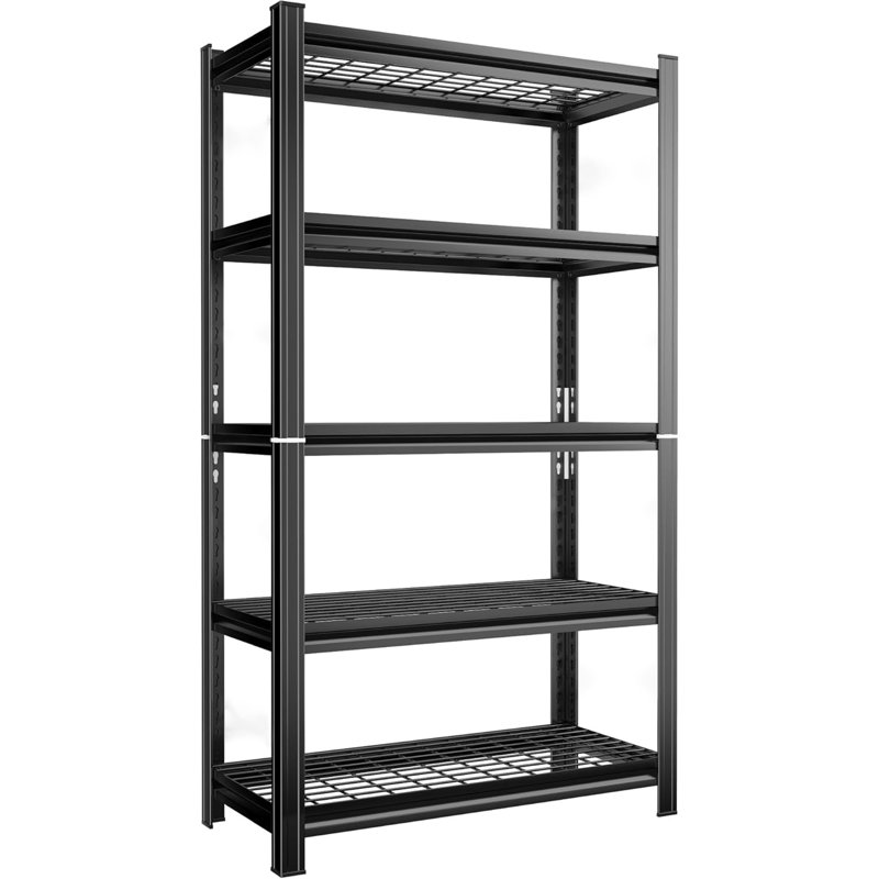 Étagère de rangement à 5 niveaux en métal noir avec tablettes réglables, capacité de 2 000 lb pour le garage, la cuisine et le rangement