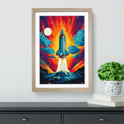 Spaceship Pop No.2 - Single Picture Frame Print on Wood