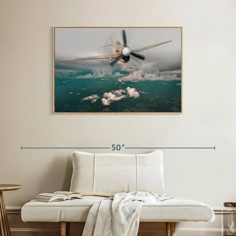 Avion Curtiss P 40 Warhawk, Cadre flottant en bois naturel, 40 po x 27 po