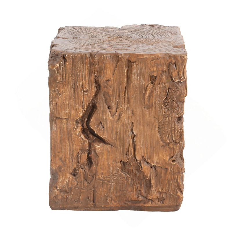 Amira Outdoor And Indoor Stump Shape MGO Side Table, Brown Finish