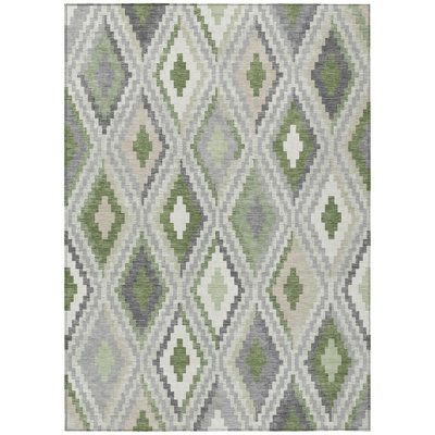 Machine Washable Indoor/Outdoor Aten ACN2331 Diamond Rug