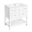 Armoire de salle de bain moderne 30 po - lavabo en céramique, bois massif, 5 tiroirs, meuble-lavabo blanc avec cadre en bois-1945821515-1945821516