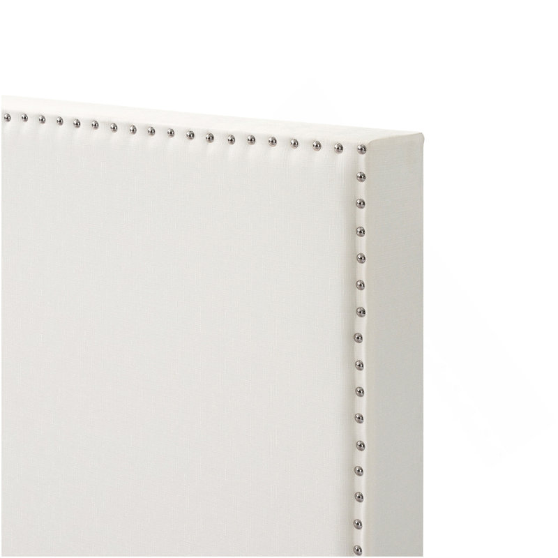 Lit plateforme tapissier Luma, Beige, Lit double