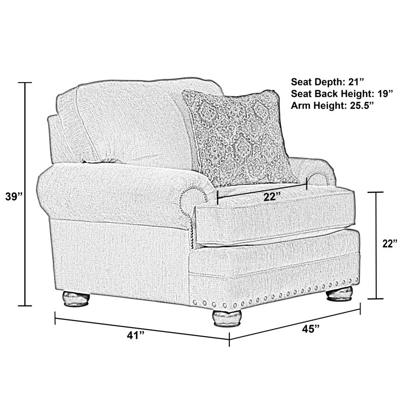 Schantz 45" Wide Polyester Club Chair, Gray Polyester