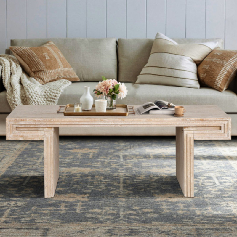 Industrial Coffee Table - Reclaimed Wood Double-Tier Design With Metal Frame (Rustic Vintage), Natural Wood