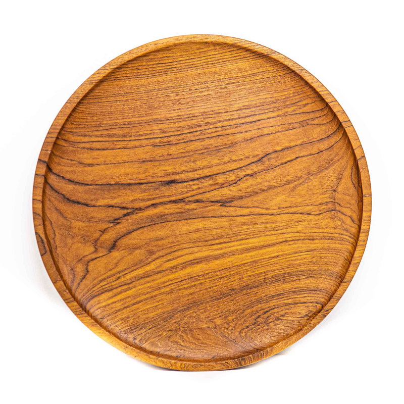 Round Teak Wood Plate - Large