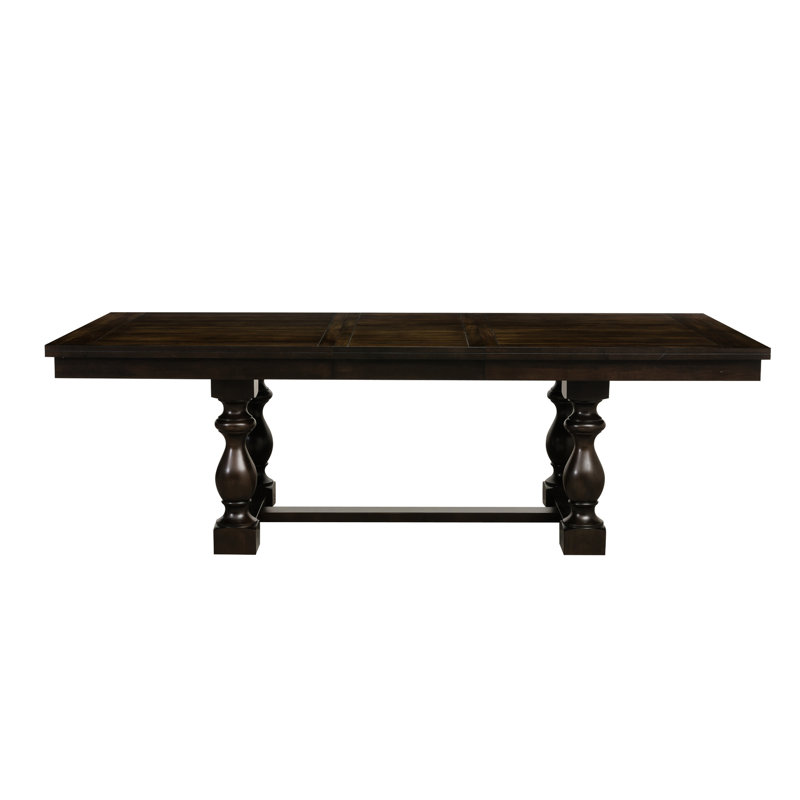 Table de salle à manger à rallonge de style industriel en chêne foncé, fabriquée en bois, pour 6 personnes