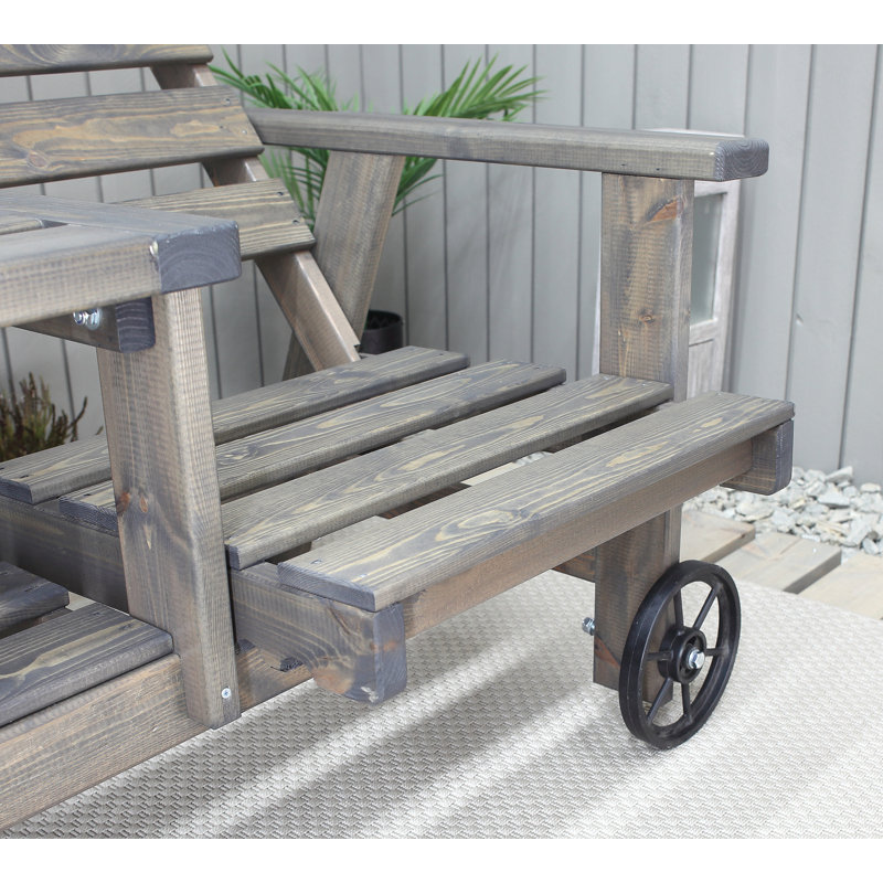 Martyna Solid Wood Pine Outdoor Bench, Ash Grey