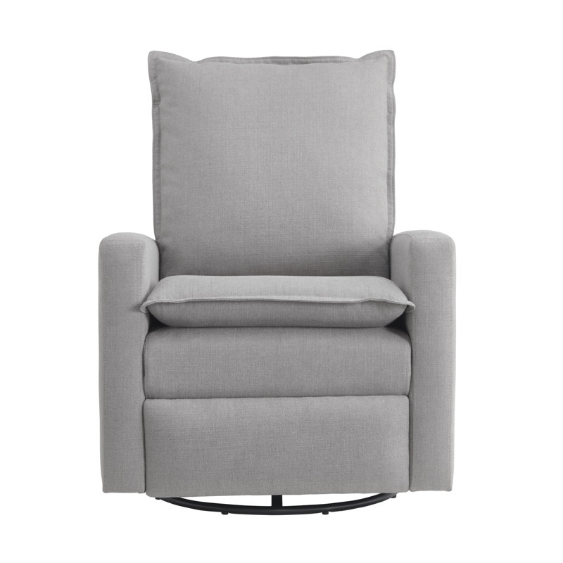 Gray Polyester Swivel Recliner with 360-Degree Motion