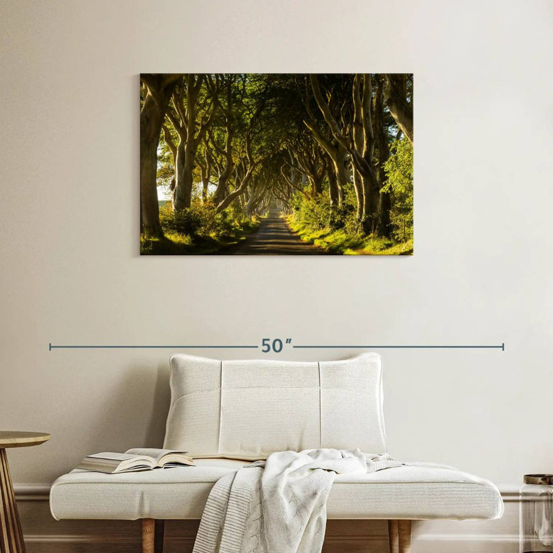 Harnek Sunlit Trees Path, 24" H x 36" W