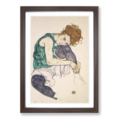 Seated Woman by Egon Schiele - Framed Print