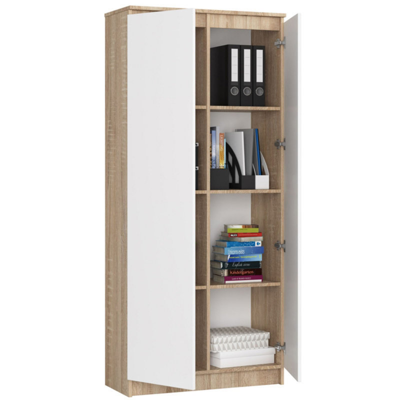 Alexondria 180cm H x 80cm W Standard Bookcase, Sonoma Oak/White