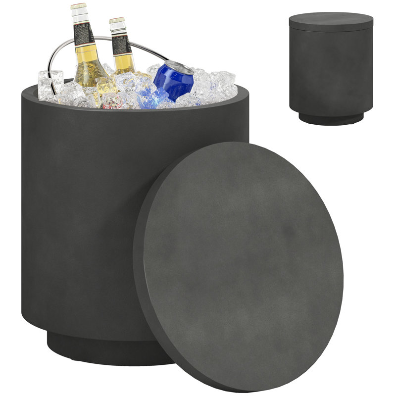 Tables de patio In 1, refroidisseur en béton et en acier avec rangement pour recevoir
