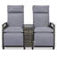 Ensemble de chaises longues inclinables pour 2 personnes avec rangement et coussins-1934183180