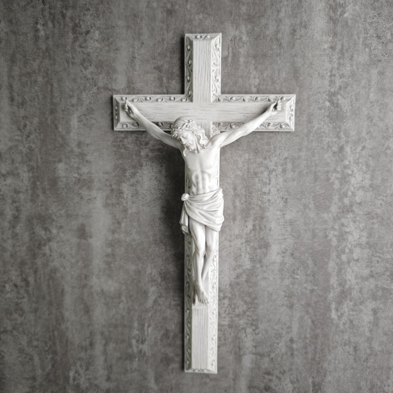 Décoration murale croix de Jésus H 12 po, croix religieuse, White
