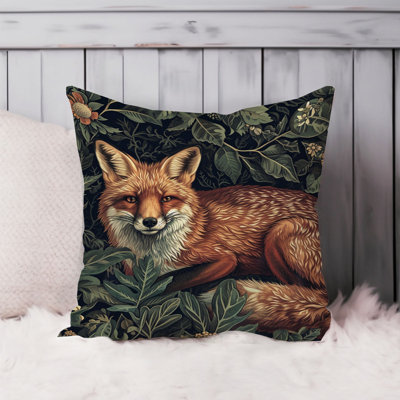 Animals William Morris Fox Pattern XIII Cottage Throw Pillow Cover
