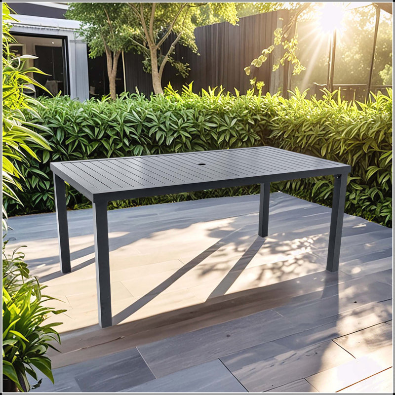 Modern 35.5"x67" Rectangular Outdoor Patio Dining Table with Post-Leg Design