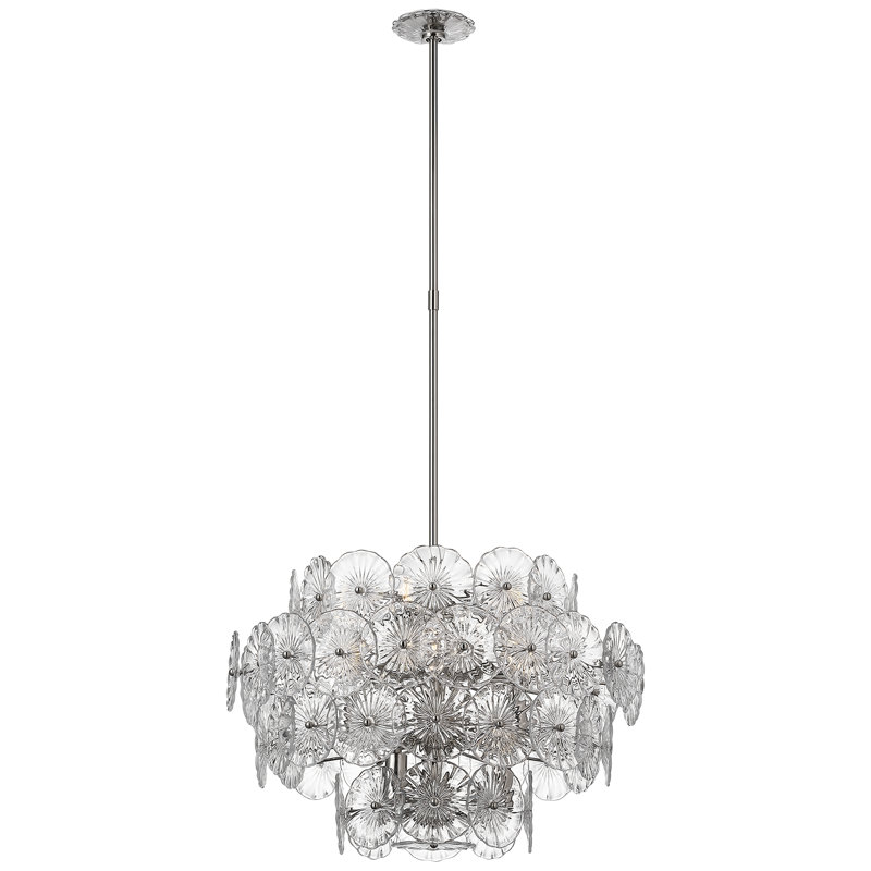 Julie Neill Gianna 24" Chandelie, Clear, Burnished Silver Leaf