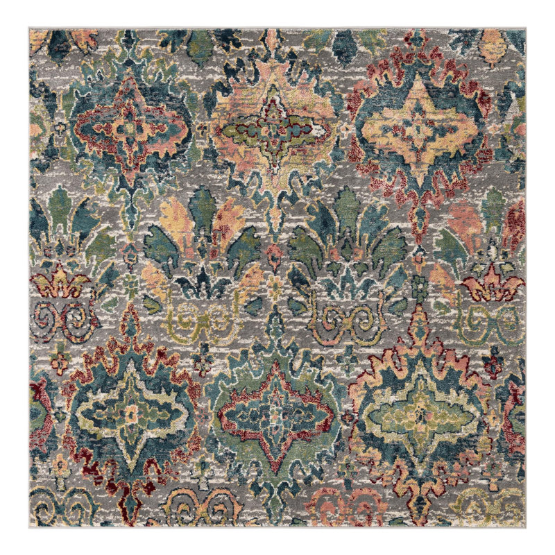 Geometric Indoor Rug, Octagon 4'1" x 4'1", Gray