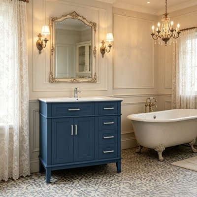 30" Bathroom Vanity With Ceramic Sink & Soft-Close Doors