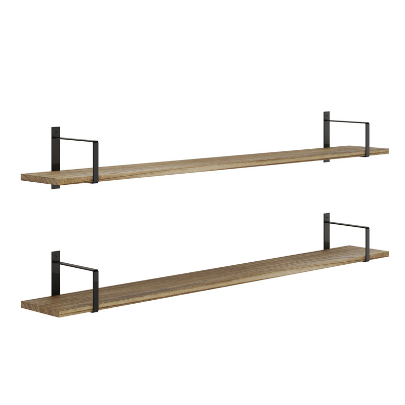 Nocatee 48" Paulownia Rectangle Floating Shelves, 6" H x 48" W x 6.3" D