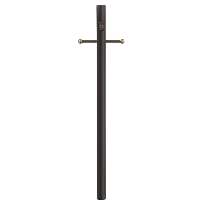 Solus 7, 8, or 10 ft. Direct Burial Lamp Post with Decorative Cross Arm and Convenience Outlet, Bronze, 84" H x 3" W x 3" D