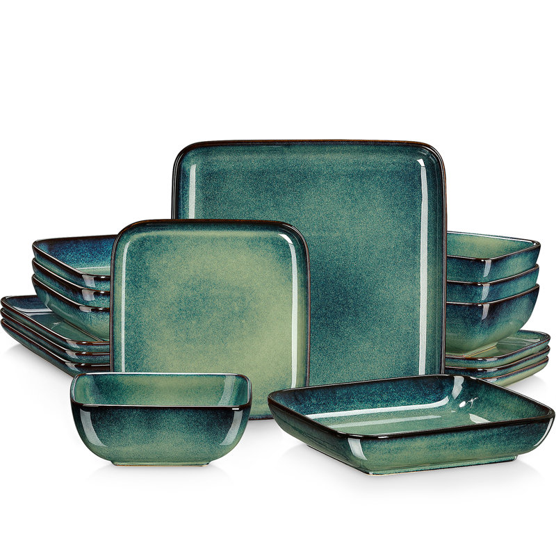 Stoneware Dinnerware - Set of 16, Green