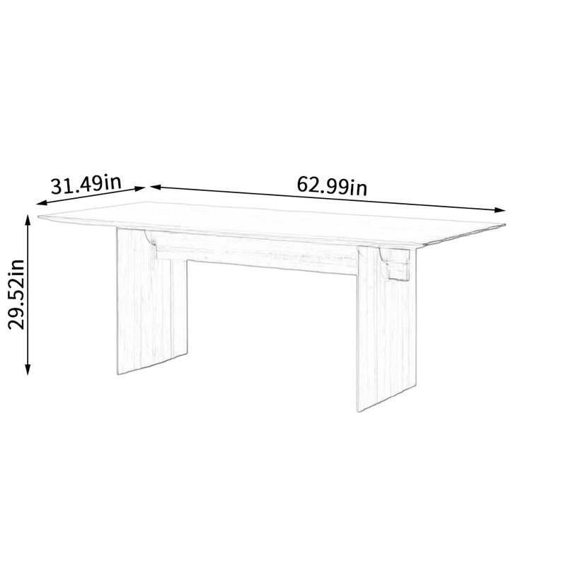 Ash Solid Wood Dining Table, 31.49" W x 62.99" L